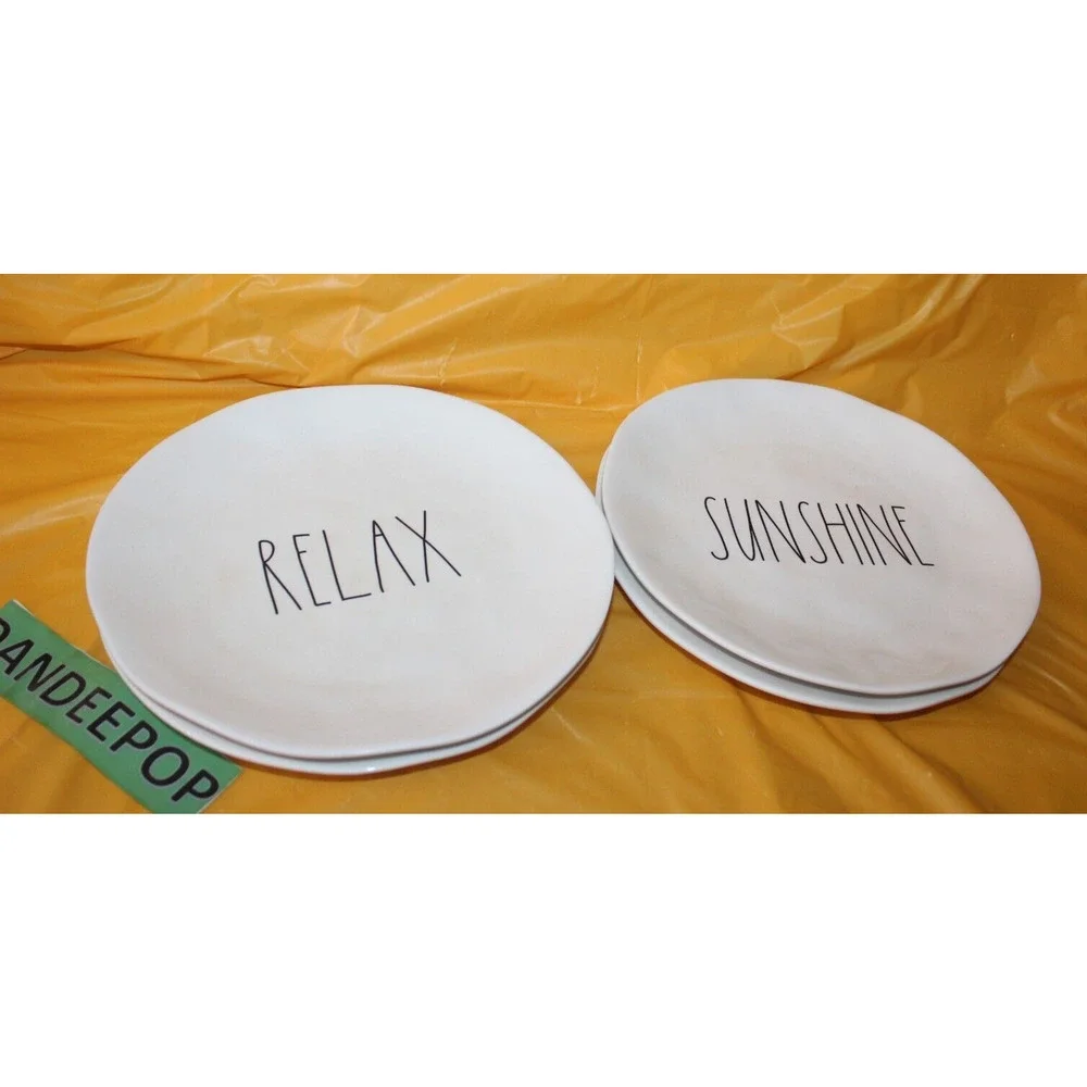 4 Piece Rae Dunn Melamine Magenta Sunshine Relax Summer 10